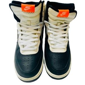 Nike Air Force 1 Black & White High Top Sneaker with Nike Ankle Straps Size 8.5